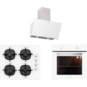 Resim Silverline Beyaz Cam Ankastre Set 5 Yıl Garanti (3457 Soho 60+cs5343w01+bo6501w01) 