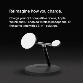 Resim Belkin Boostcharge Pro Kablosuz 3'ü 1 Arada Şarj Cihazı Qi2 Iphone 15, 14, 13 ve 12 ve Apple Watch V 