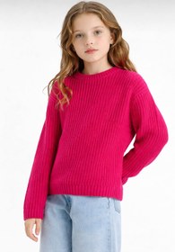 Resim LUSHİGO Unisex Çocuk Triko Bisiklet Yaka Selanik Örgü Kazak 