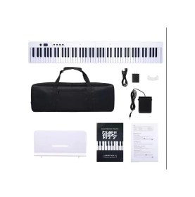 Resim Sge Teknoloji Beyaz Renk 88 Tuşlu Katlanabilir Taşınabilir Tuş Hassasiyetli Çanta Hediyeli Dijital Piyano 