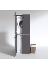 Resim Kenzlife Çamaşır-Bulaşık Makinesi Dolabı Kapaklı Roksana Gri 180*70*60 Banyo Çift Katlı Arkalıksız Çok Renkli 