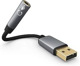 Resim USB 3.5mm adaptörü USB transferi ses kartı AUX HiFi ses uzatma kablosu PC için 3.5mm Jack hoparlör kulaklık kulaklık adaptörü 