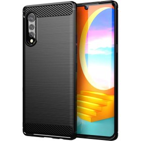 Resim Microcase Lg Velvet Brushed Carbon Fiber Silikon Kılıf - Siyah 