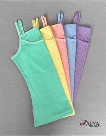 Resim ALYA UNDERWEAR Kız Çocuk - Garson İp Askılı %100 Pamuklu Atlet Kalpli Jakarlı Kumaş 5'li Paket 