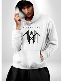 Resim Sleep Token Kadın Erkek Beyaz Kapüşonlu Sweatshirt Hoodie Beyaz 