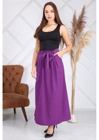 Resim Kadın Sarı Bağlama Detaylı Yazlık Tesettür Etek 2088/100 001 