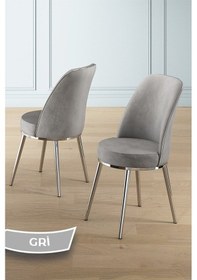 Resim Canisa Osle Serisi 90x90 Beyaz Mutfak Masa Takımı 4 Sandalye Krom Detay Masa Beyaz Sandalye Gri Krom Ayak 