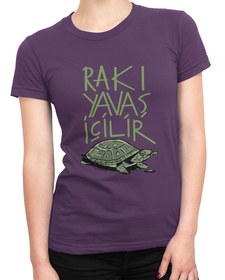 Resim Rakı Yavaş İçilir Kadın Tişört 