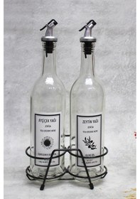 Resim 2 Adet Şeffaf 750 Ml Etiketli Akıtmaz Yağdanlık Yağlık Ve Siyah K 