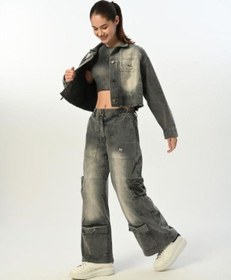 Resim Zekids Kız Çocuk Paçası Cepli Gabardin Pantolon-15520 Füme 