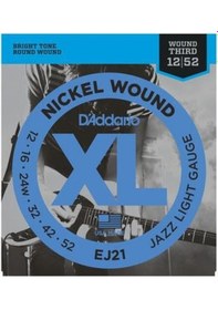 Resim D'addario Ej21 Nickel Wound Elektro Gitar Tel Seti - 12-52 Jazz L 