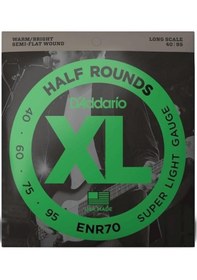 Resim D'addario Enr70 Xl Half Rounds Bas Gitar Tel Seti - 45-100 Regular Light Profesyonel Paslanmaz Çelik Üzerine Taşlanmış Pürüzsüz Yüzey, Sıcak Tonlar Ve Parmak Gürültüsünü Azaltan Yapı 