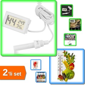 Resim HerEveOyuncak Dijital Termometre ve Higrometre + Mıknatıslı Mutfak Termometresi - 2li Set J1E5B3 