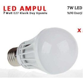 Resim Genel Markalar Beyaz Led Aydınlatmalı %80 Enerji Tasarruflu 7w Ampul 2 Adet 