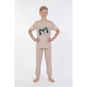 Resim Isobel Gamer Baskılı % 100 Pamuk Erkek Çocuk Pijama Takımı 