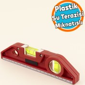 Resim NZB Mıknatıslı Su Terazisi 21 Cm Plastik Hassas Ölçüm Hizalama Aleti Cihazı Marangoz İnşaat Terazisi 