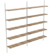 Resim RafBurada 5 Katlı Duble Kitaplık - Ahşap Duvar Rafı, Dekoratif Raf Beyaz-30x60 Cm 