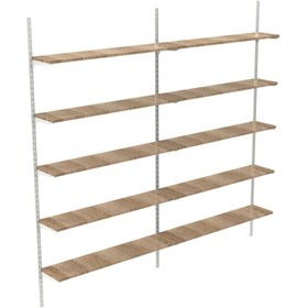 Resim RafBurada 5 Katlı Duble Kitaplık - Ahşap Duvar Rafı, Dekoratif Raf Beyaz-30x60 Cm 