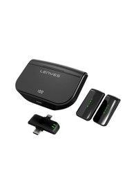 Resim Lenyes Lm203 2in1 Type-c Ve Lightning Portlu Kablosuz Yaka Mikrofonu Siyah 