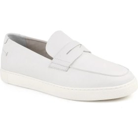 Resim Libero L5876 Bembeyaz Hakiki Deri Ultra Hafif Eva Tabanlı Erkek Loafer Slip-On Ayakkabı 