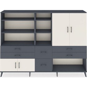 Resim Arges Dolap 10 Raflı 6 Çekmeceli 4 Kapaklı 220x30x163 Antrasit-ay Antrasit-aytaşı/antrasit 