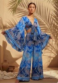 Resim laviyonsa Otantik etnik desenli %100 ipek pantolon & bolero takım STD 36-40 