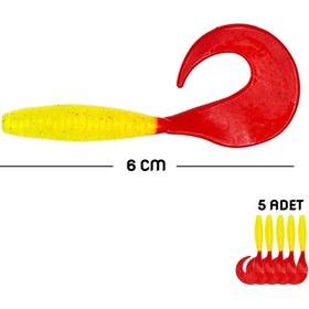 Resim Silikon Kurt Yem - 60mm - Kırmızı/sarı - 5'li Paket - Yumy 456-18065 