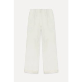 Resim Mudo Kadın Kırık Beyaz Wide Leg Keten Pantolon 