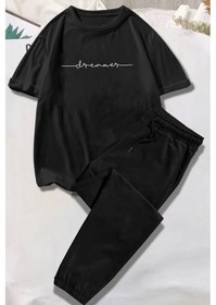 Resim Unisex Dreamer Baskılı Eşofman Takımı Siyah 