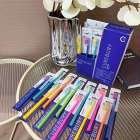 Resim 12 adet CUREBURY Akıllı Manuel Diş Fırçaları - Ultra Yumuşak Mikrofiber Kıllar, Koruyucu Kapaklar ile Tam Başlık Tasarımı, Yetişkinler için Dayanıklı Ağız Bakımı, Nötr Renkler (Yeşil, Mavi, Sarı, Pembe), Dayanıklı Diş Fırçası | Renkli Saplar | Ultra Yumuşak Kıllar 