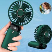 Resim 1 adet Taşınabilir El Tipi Ventilatör Dijital Ekranlı, 5 Hız Ayarı, 90° Ayarlanabilir, USB Şarj Edilebilir, Hafif ve Şık Tasarım İçin İç ve Dış Mekan Kullanımı için 