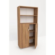 Resim 3G Tasarım Modüler iki Raflı İki Kapaklı Ofis Dolabı Dosya Dolabı 3G-032-KD-CEVİZ/90x37x190h 