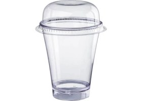 Resim Bergama Plastik Tulip 6 Adet Tatlı Kasesi 250 ml. Mika, Sert Plastik, Kapaklı 