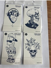 Resim Life 4 Adet Minimal 11x8 Cm 3 Hafta Kalıcı Yarı Kalıcı Geçici Dövme 