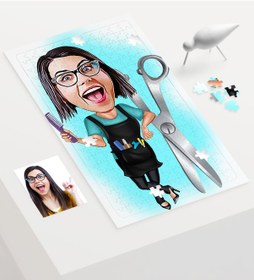 Resim Kişiye Özel Bayan Kuaför Karikatür 240 Parça A3 Puzzle - 1 