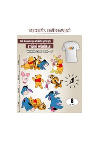 Resim Ütü İle Yapışan Kıyafet Etiketi Winnie The Pooh -5 8li Set Karışık 