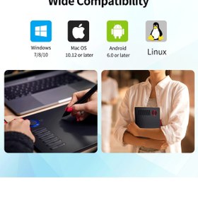 Resim Delixa VEIKK A15 Pro grafik çizim tableti, 10 x 6 inç dijital çizim tableti, 12 kısayol tuşu ve bir Quick D 