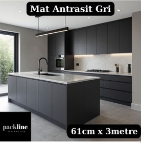 Resim Mat Antrasit Gri Yapışkanlı Folyo Mutfak Dolap Ve Mobilya Kaplama Folyosu 61cmx3m 