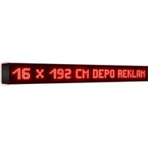 Resim Depo Tabela Reklam Kırmızı Kayan Yazı LED Tabela 16 x 192 cm Çift Taraflı Reklam Tabela 