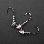Resim 6 adet Jighead Balıkçılık Kanca 5g 7g 10g 14g Balık Şekli Jig Başlığı Metal Olta Yemi Yumuşak Solucan Yardımcı Dikenli Kanca 3D Gözler 