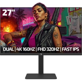 Resim Gamepower Kaze Dual 27″ 0.5ms 4K 160Hz - Fhd 320Hz Fast IPS Pivot Dual Mod Gaming Monitör (Sıfır Ölü Piksel Garantili) 