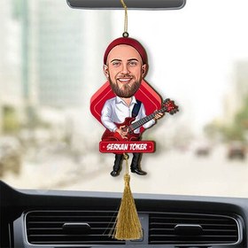 Resim Kişiye Özel Gitarist Karikatürlü Araba Süsü 