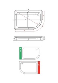 Resim Shower 80X140 Oval Asimetrik Duş Teknesi 