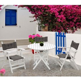 Resim Marmaris Katlanır Ahşap Bahçe Balkon Seti: 60Lık Masa, 2 Sandalye (538648455) 