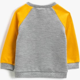 Resim Erkek Bebek Canavar Baskılı Sweatshirt Bisiklet Yaka 
