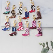 Resim 12 adet Funky Cowboy Bot Kilit Zincirleri - Vintage Yıpranmış Çinko Alaşımlı, Çeşitli Bohem Tarzları ile Geometrik Desenler, DIY Kilit Zincirleri ve Telefon Aksesuarları için İdeal 