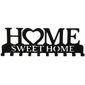 Resim Moveevo Ev Dekorasyonu Home Desenli Demir Anahtar Tutucu - Deliksiz Monte Örgü, Çamaşır Asma Ve Depolama Rafı Beyaz 