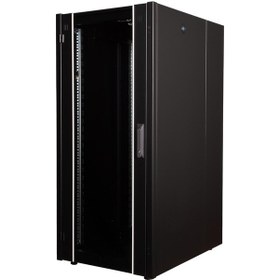 Resim Lande Demonte 26u 600x800 Hyperline Dikili Tip Rack Kabinet Siyah Ön Cam Kapak / Tekerlekli 