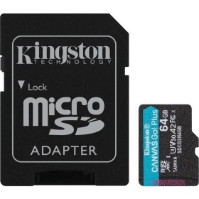 Resim Kingston SDCG3-64GB 64GB microSDXC Canvas Go Plus 170R A2 U3 V30 Card + ADP Hafıza Kartı 