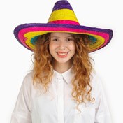 Resim Sombrero Meksika Şapkası Renkli Örme Hasır Çocuk Boy 